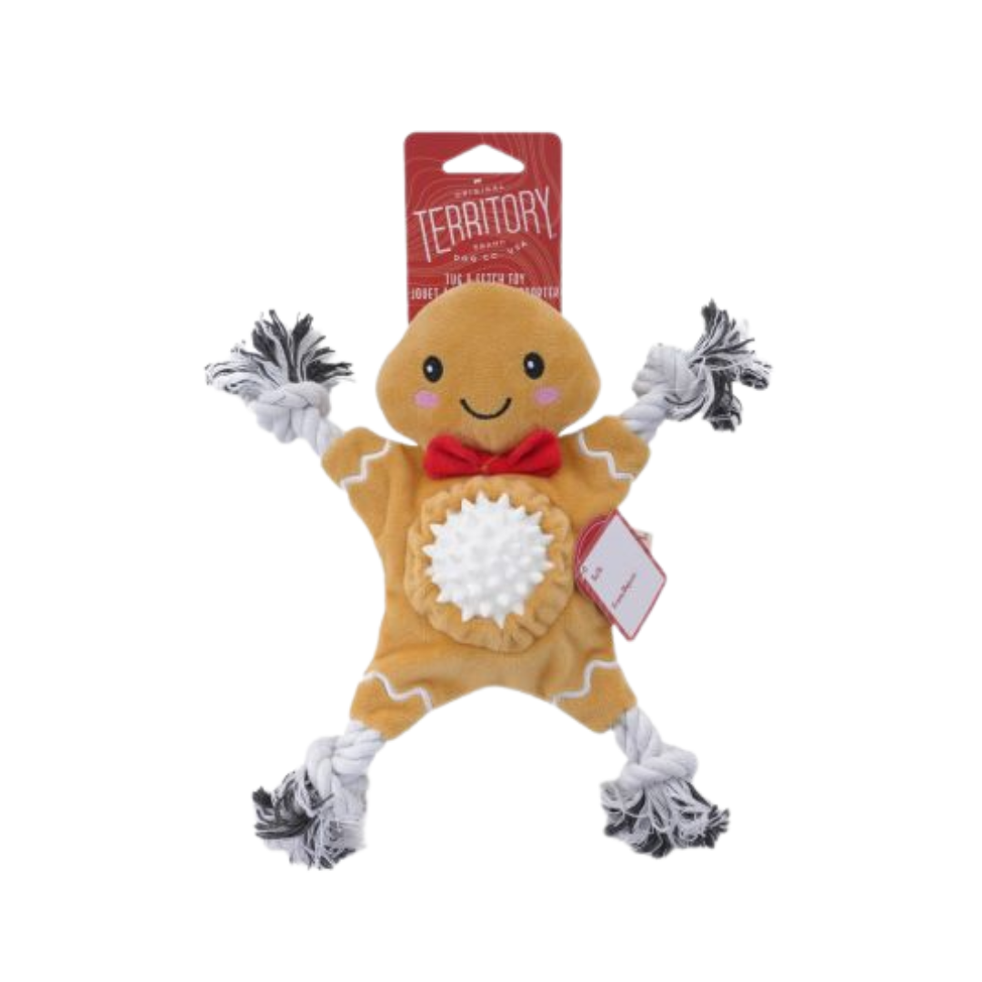 Original Territory Dog Toys - 2-In-1 Gingerbread Fetch Tug