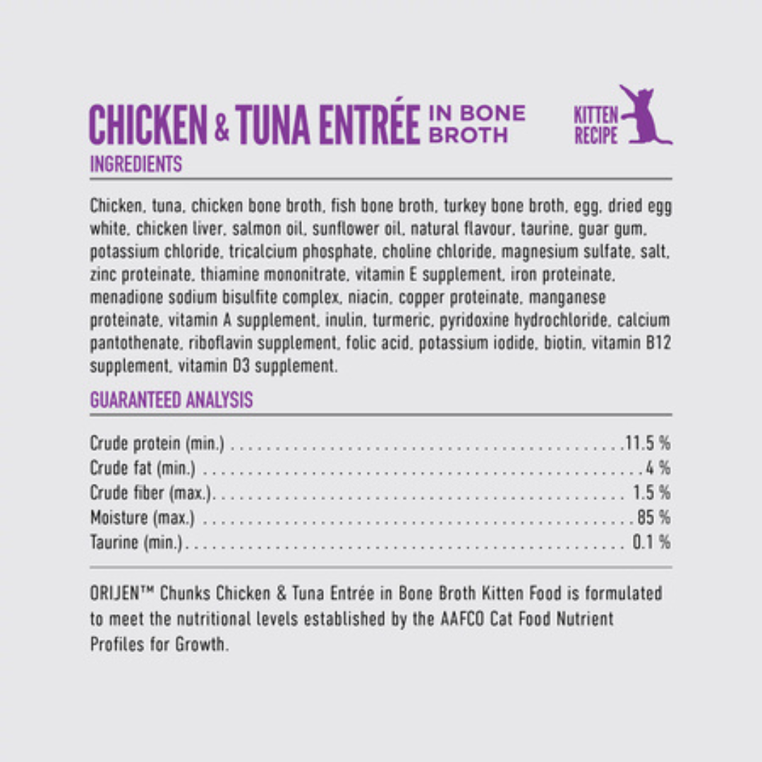 Orijen Wet Cat Food -  Chunks & Shreds, Chicken & Tuna Recipe for Kittens Canned