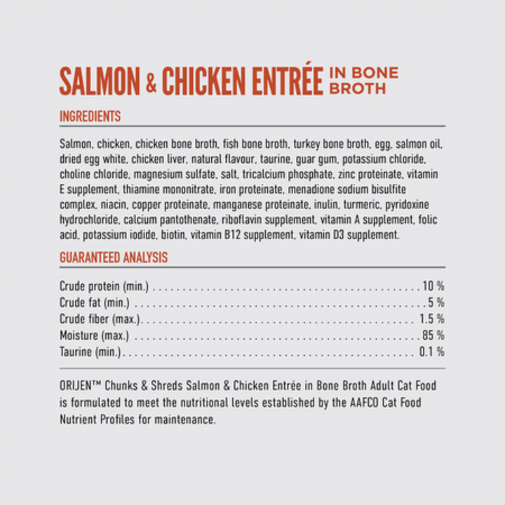 Orijen Wet Cat Food - Chunks & Shreds, Salmon & Chicken Entree Canned