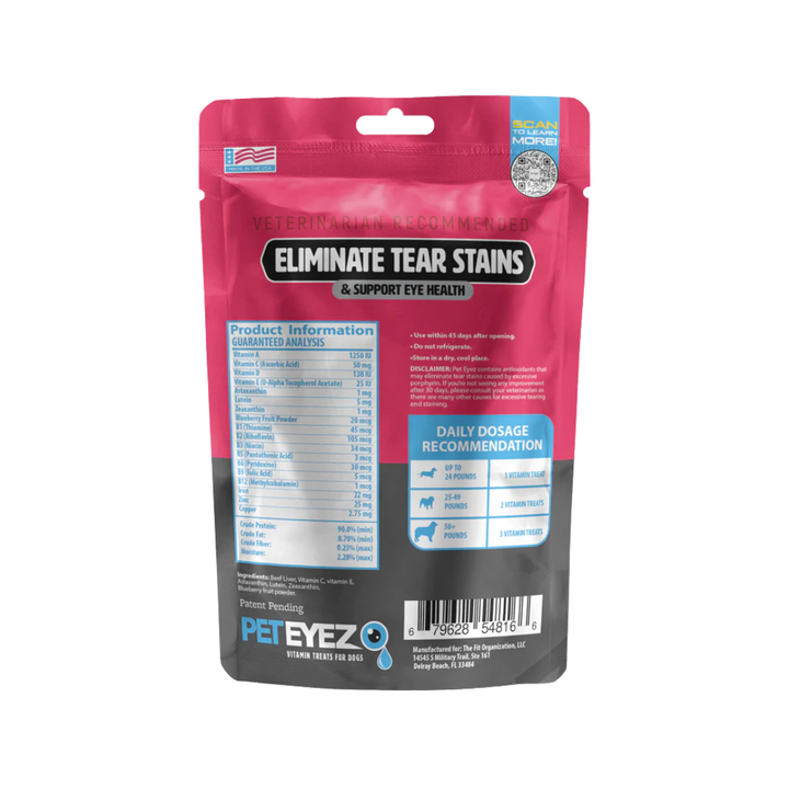 PetEyez Vitamin Dog Treats - Eliminate Tear Stains & Support Eye Health - Beef Liver