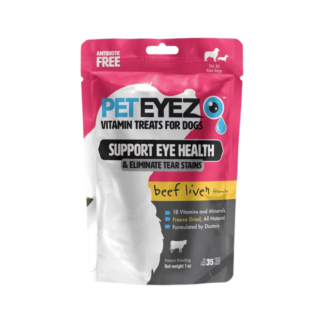 PetEyez Vitamin Dog Treats - Eliminate Tear Stains & Support Eye Health - Beef Liver