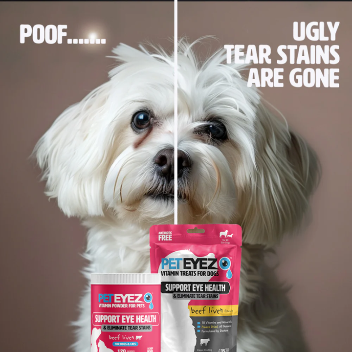 PetEyez Vitamin Dog Treats - Eliminate Tear Stains & Support Eye Health - Beef Liver