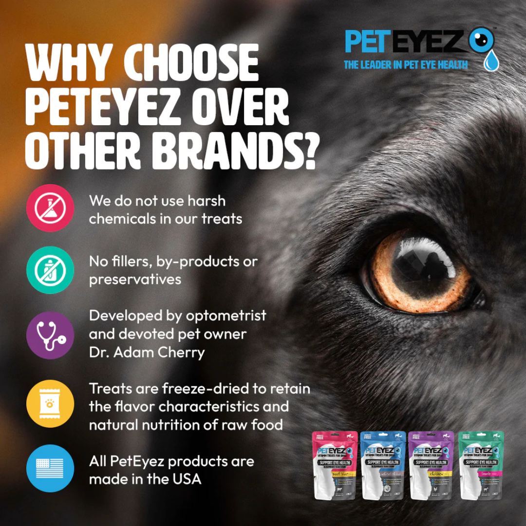 PetEyez Vitamin Dog Treats - Eliminate Tear Stains & Support Eye Health - Beef Liver