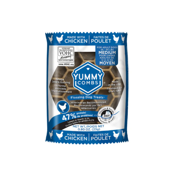 Pet's Best Life Dog Treats - Yummy Combs Flossing Chicken Single Treats