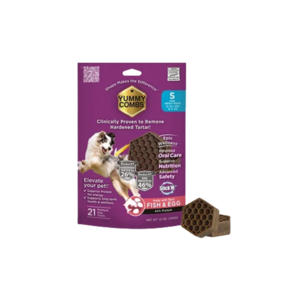 Pet's Best Life Dog Treats - Yummy Combs Flossing Fish & Egg Treats