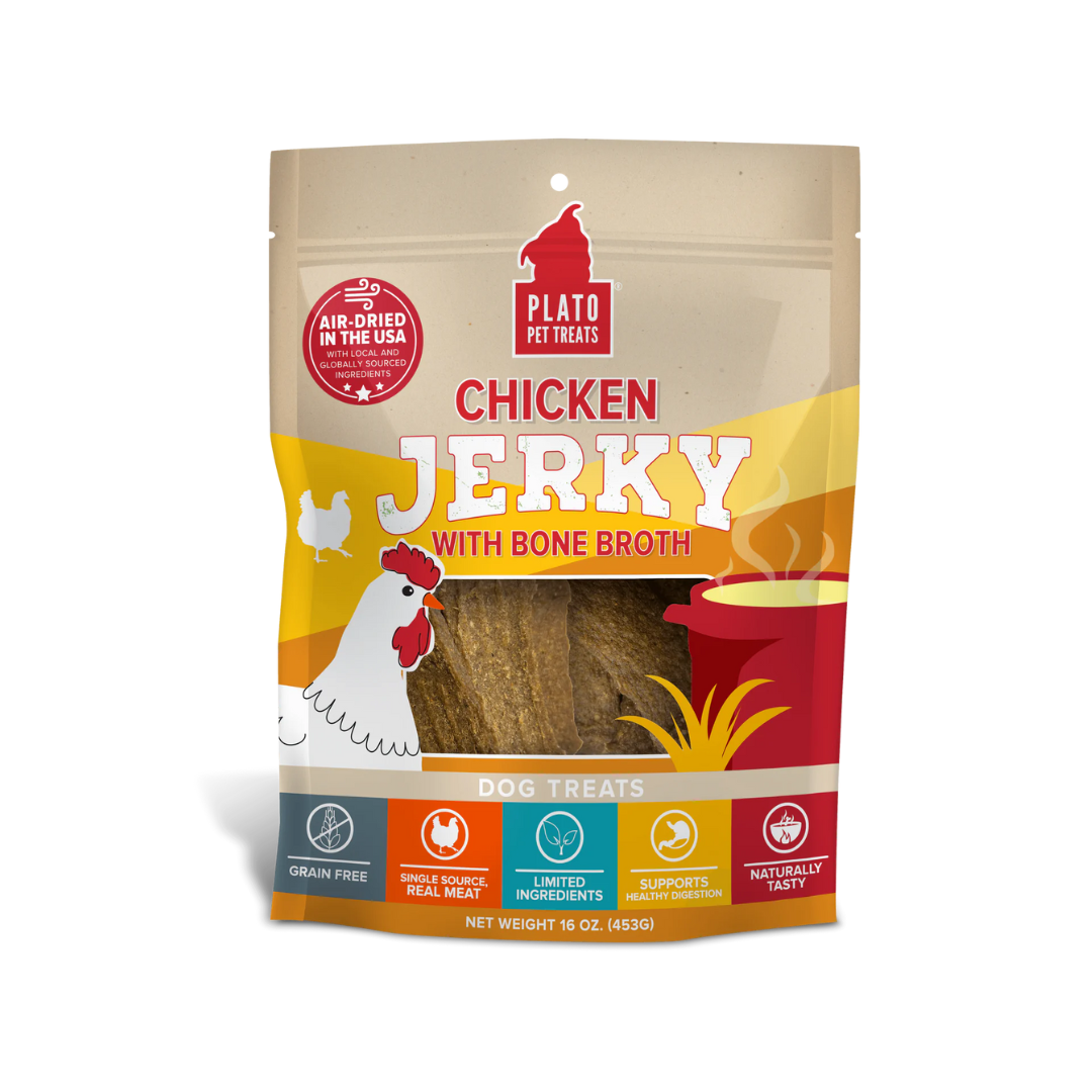 Plato Air Dried Dog Treats - Chicken with Bone Broth Jerky