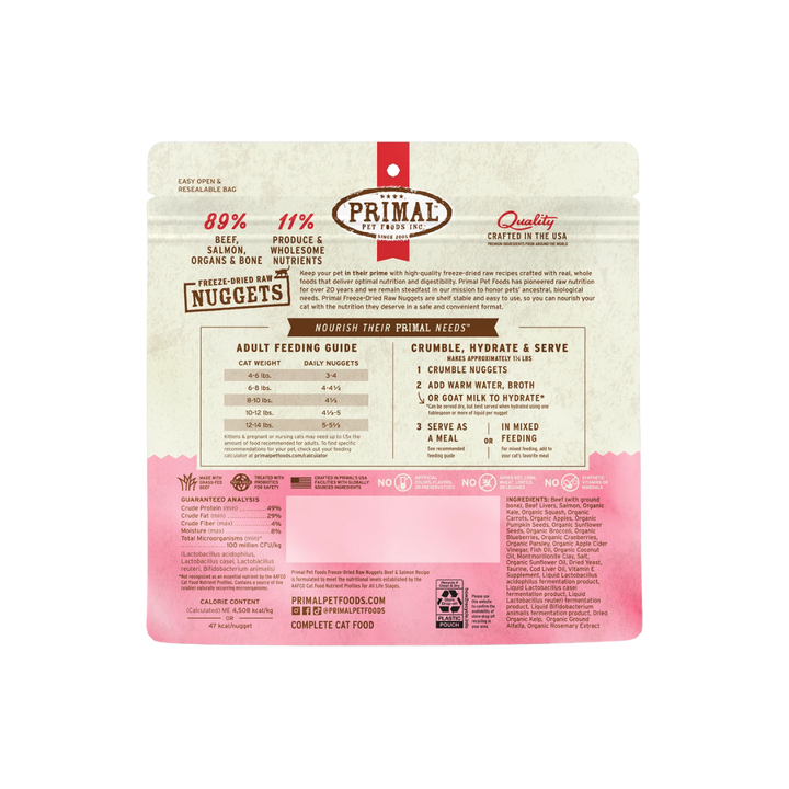 Primal Freeze-Dried Cat Food - Nuggets Beef & Salmon Recipe