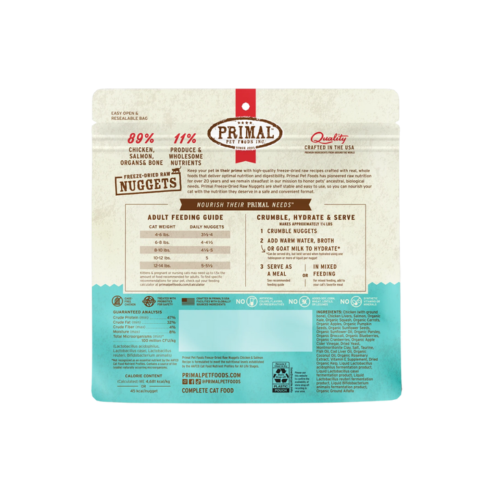 Primal Freeze-Dried Cat Food - Nuggets Chicken & Salmon Recipe