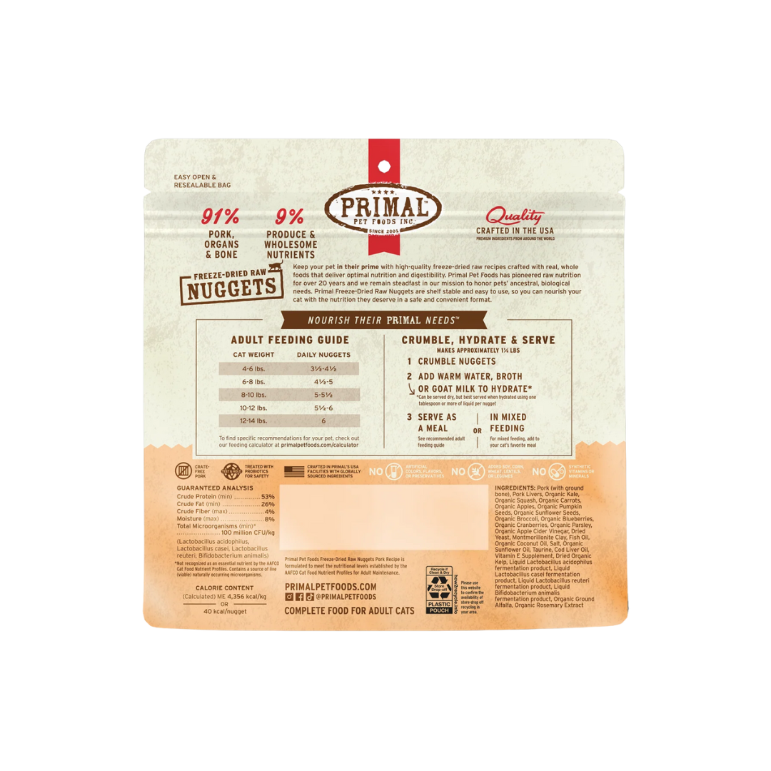 Primal Freeze-Dried Cat Food - Nuggets Pork Recipe