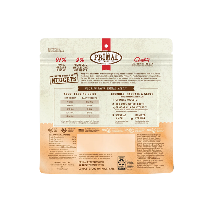 Primal Freeze-Dried Cat Food - Nuggets Pork Recipe