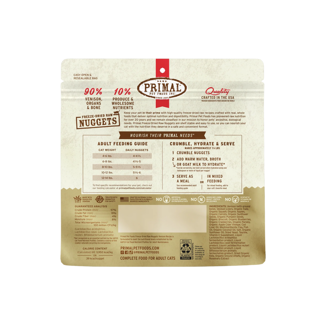 Primal Freeze-Dried Cat food - Nuggets Venison Recipe