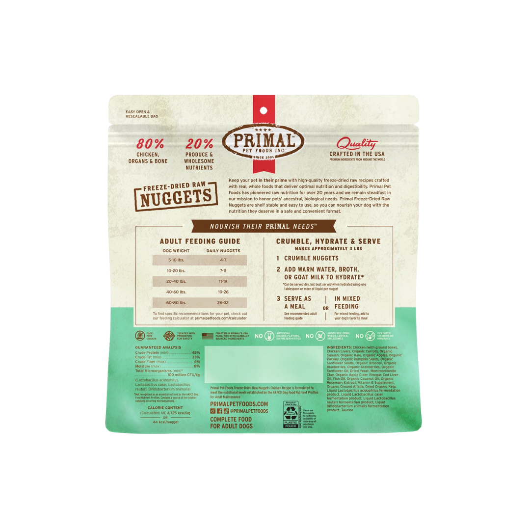 Primal Freeze-Dried Dog Food - Nuggets Chicken Recipe
