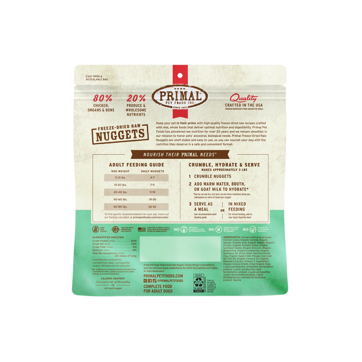 Primal Freeze-Dried Dog Food - Nuggets Chicken Recipe