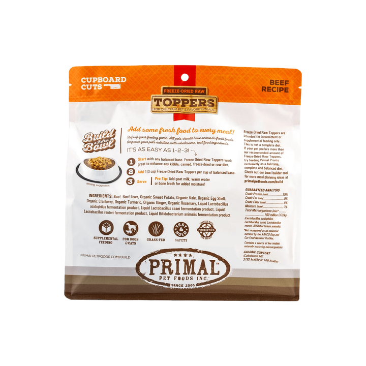 Primal Freeze-Dried Dog & Cat Toppers - Cupboard Cuts Beef Recipe