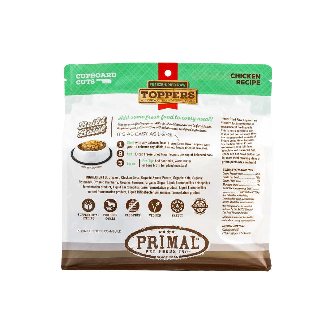 Primal Freeze-Dried Dog & Cat Toppers - Cupboard Cuts Chicken Recipe