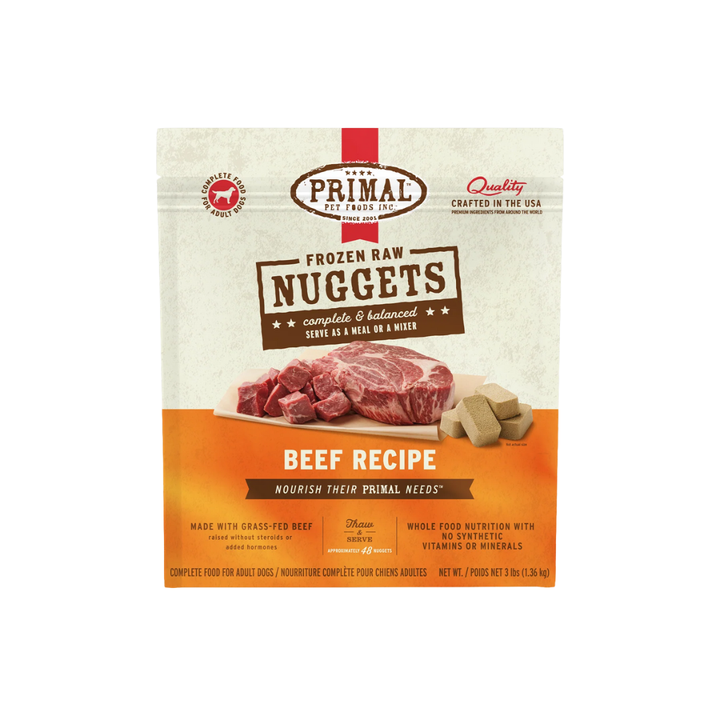 Primal Frozen Dog Food - Raw Nuggets Beef Recipe