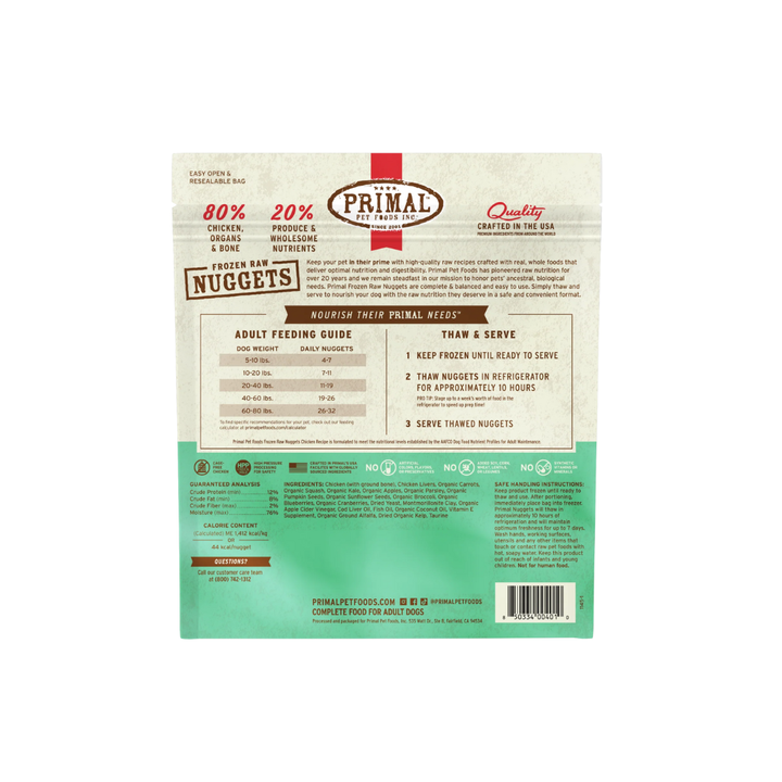 Primal Frozen Dog Food - Raw Nuggets Chicken Recipe