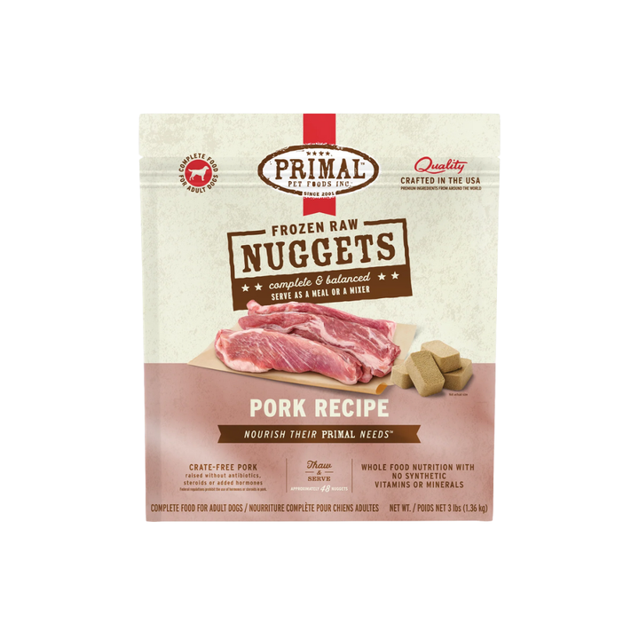 Primal Frozen Dog Food - Raw Nuggets Pork Recipe