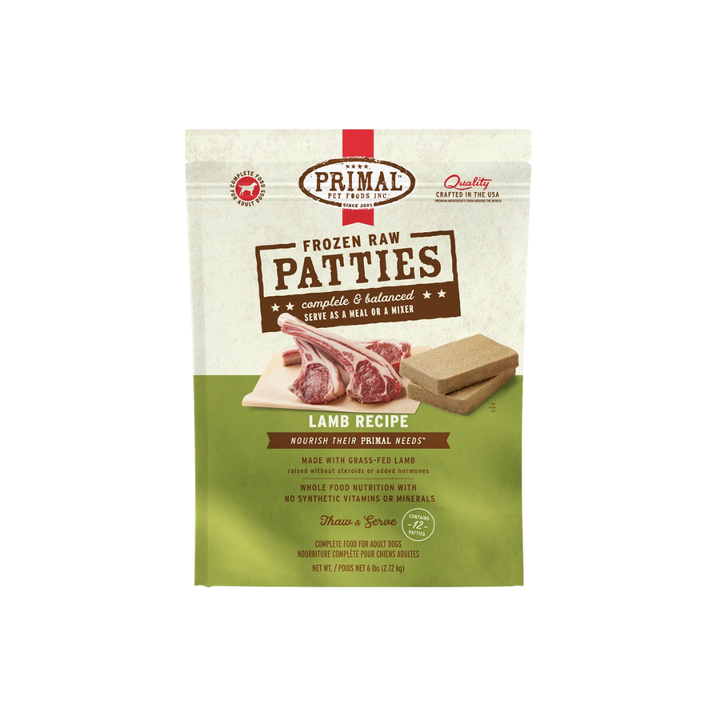 Primal Frozen Dog Food - Raw Patties Lamb Recipe