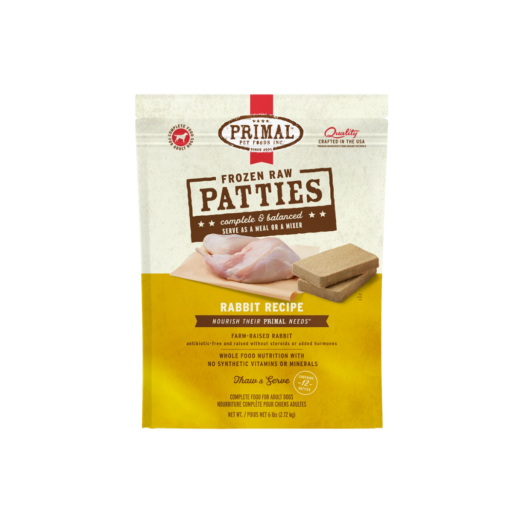 Primal Frozen Dog Food - Raw Patties Rabbit Recipe