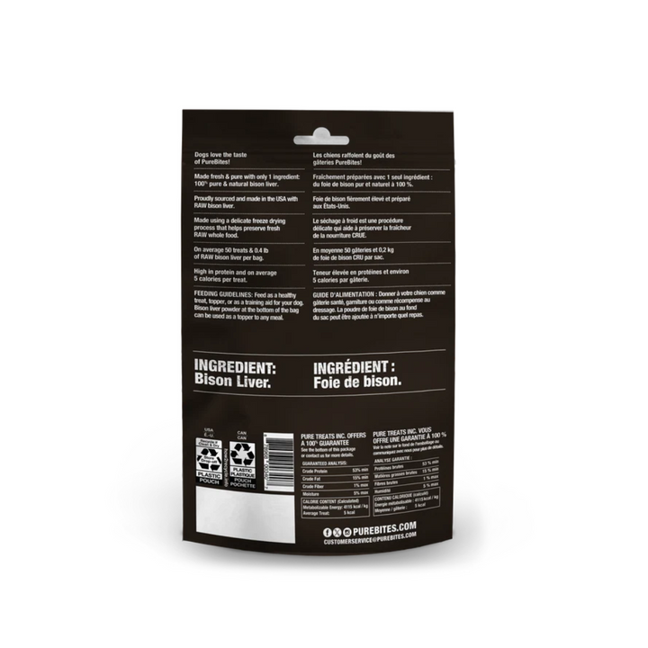 PureBites Freeze-Dried Dog Treats - Wild Bison Liver