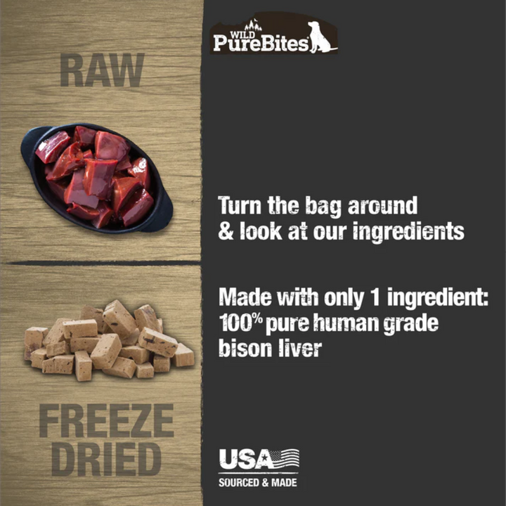PureBites Freeze-Dried Dog Treats - Wild Bison Liver