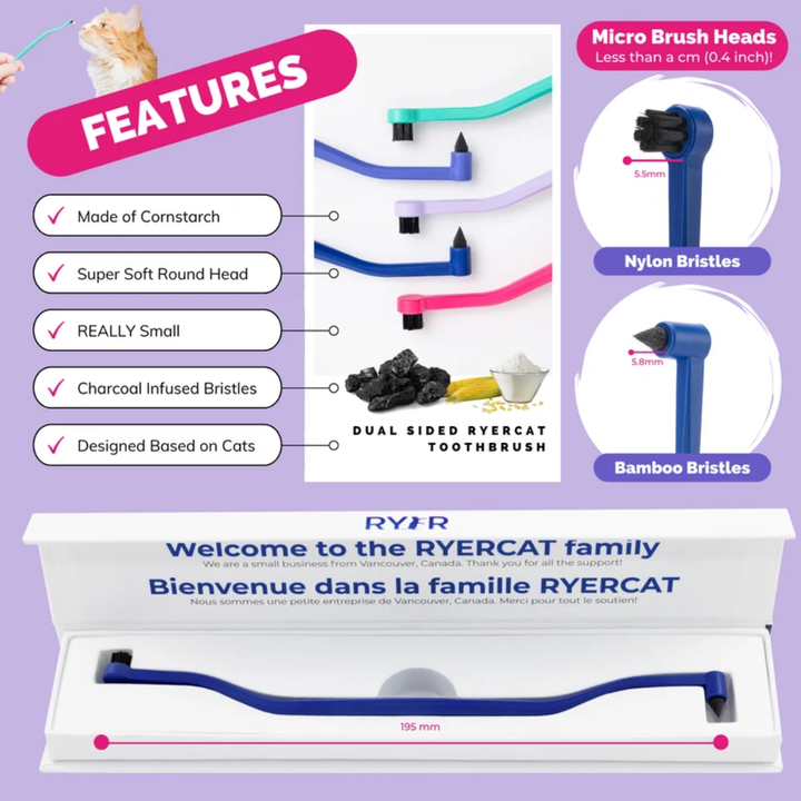 RYERCAT Cat Oral Care - Dual Sided Toothbrush