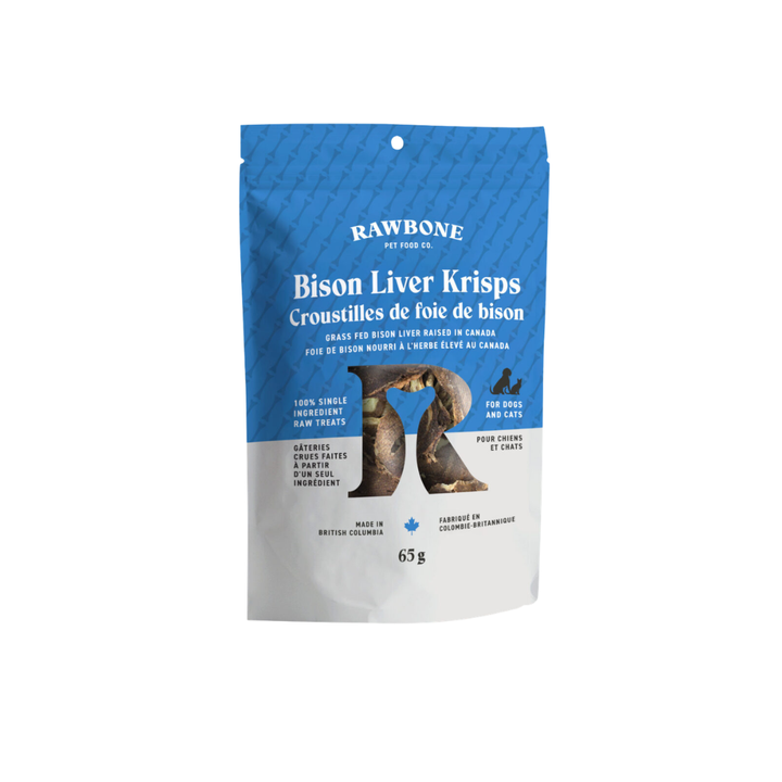 Rawbone Dog & Cat Treats - Bison Liver Krisps