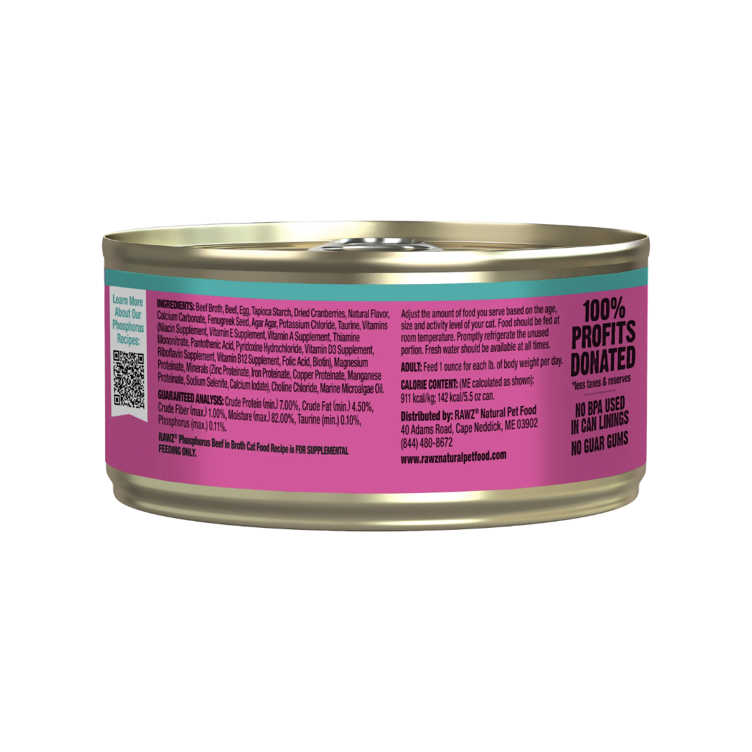 Rawz Wet Cat Food - Lower Phosphorus Beef Canned