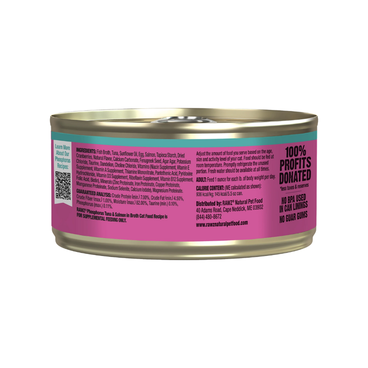 Rawz Wet Cat Food - Lower Phosphorus Tuna & Salmon Canned