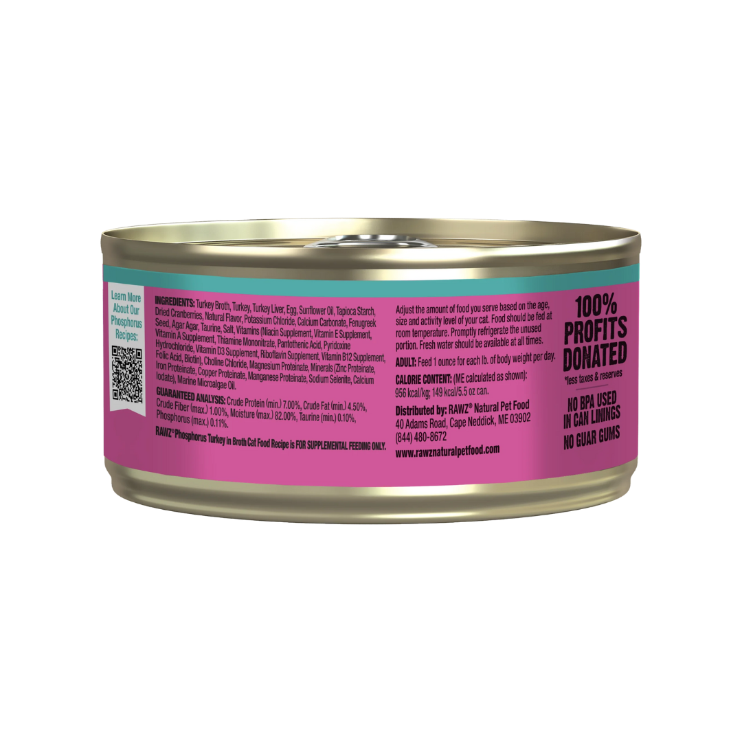 Rawz Wet Cat Food - Lower Phosphorus Turkey Canned