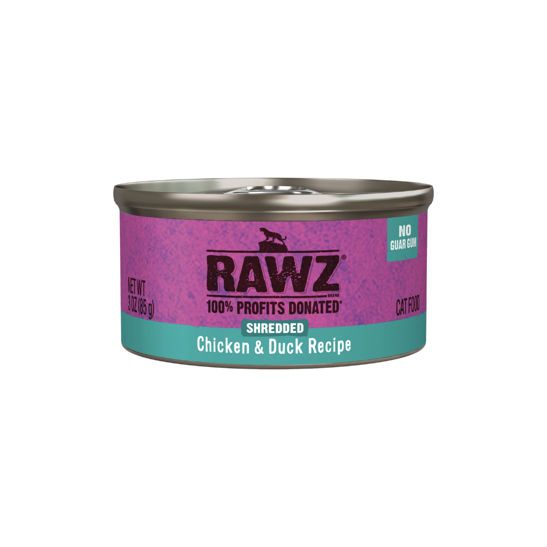 Rawz Wet Cat Food - Shredded Chicken & Duck Cat Recipe Canned