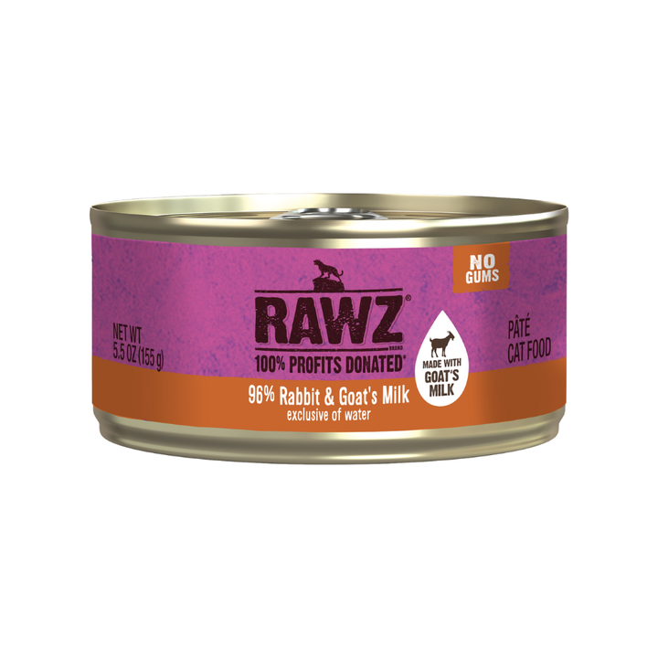 Rawz Wet Cat Food - With Goat's Milk 96% Rabbit Canned