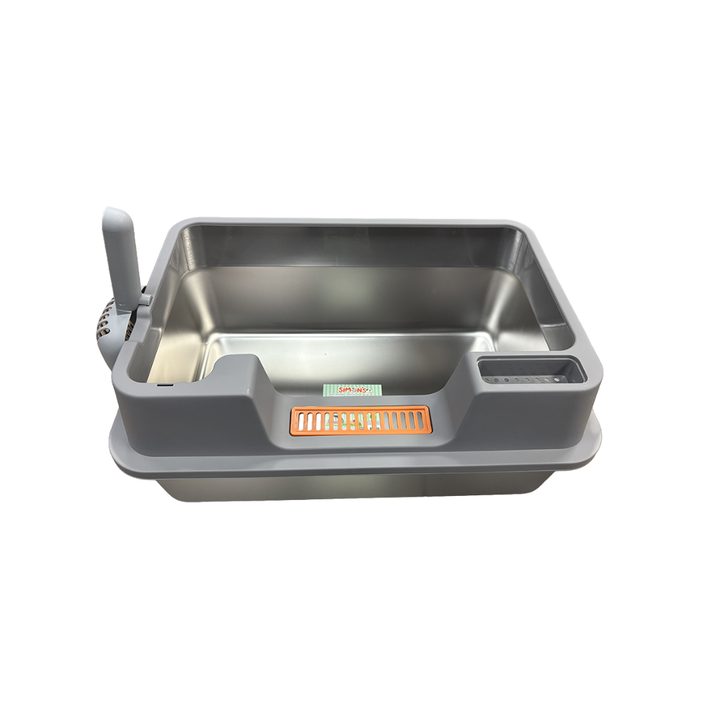 Simon's Cat Litter Pans - Stainless Steel Cat Pan with Rim