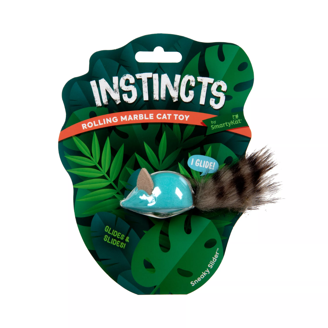 SmartyKat Cat Toy - Instincts Sneaky Slider Rolling Marble Raccoon