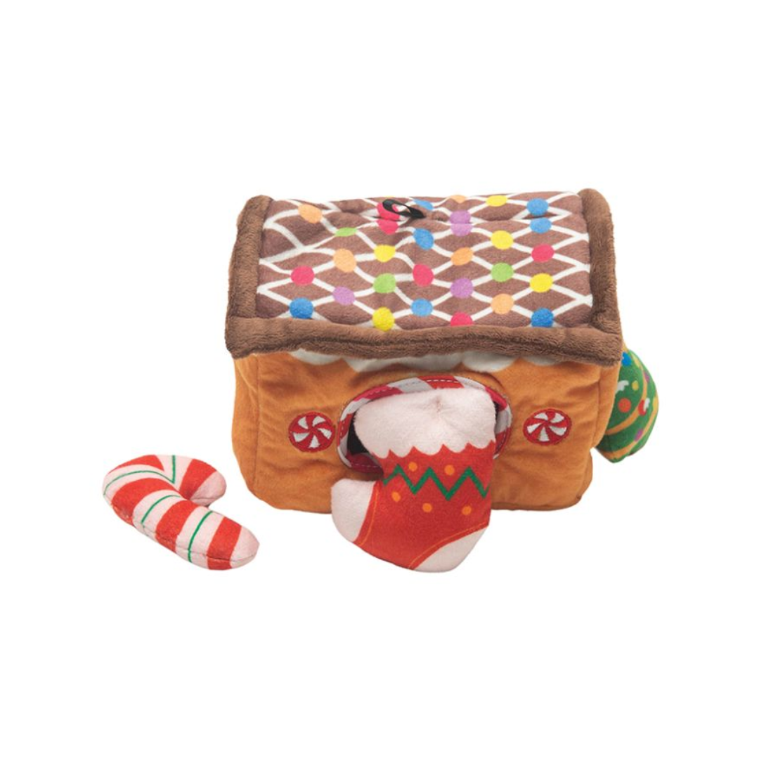 Snugarooz Dog Toys - Holiday Hide And Seek Gingerbread House