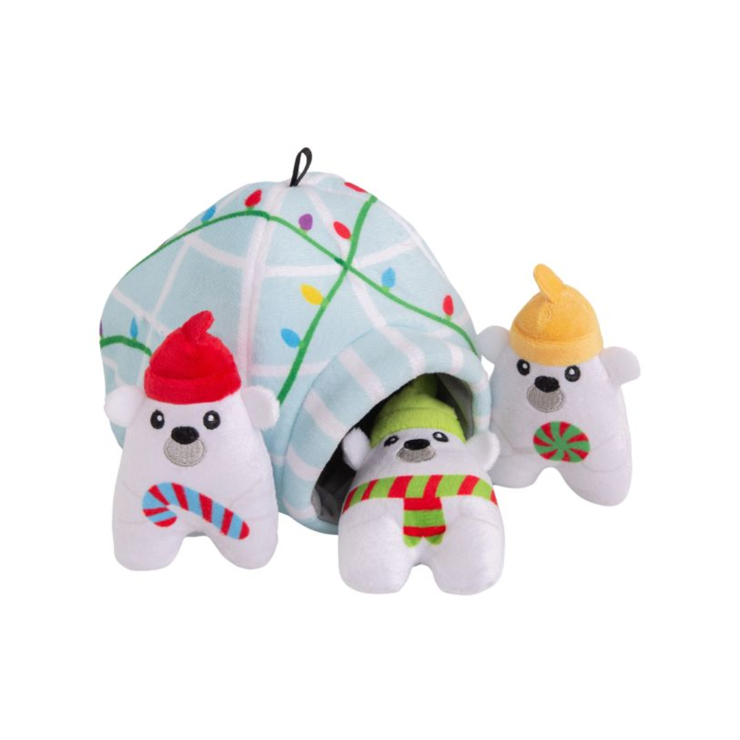 Snugarooz Dog Toys - Holiday Hide And Seek Igloo With Polar Bears