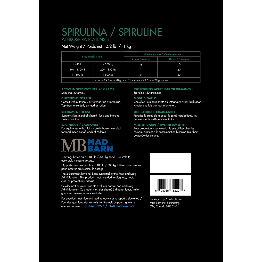 Equine Supplements - Mad Barn Spirulina