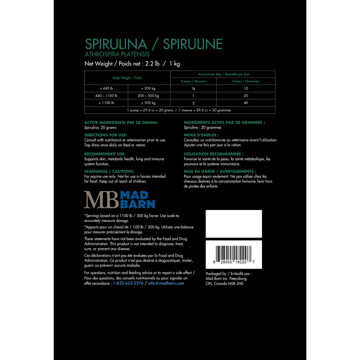 Equine Supplements - Mad Barn Spirulina