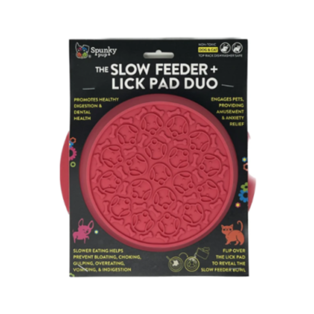 Spunky Pup Pet Feeders - Slow Feeder & Lick Pad Duo Combo Bowl