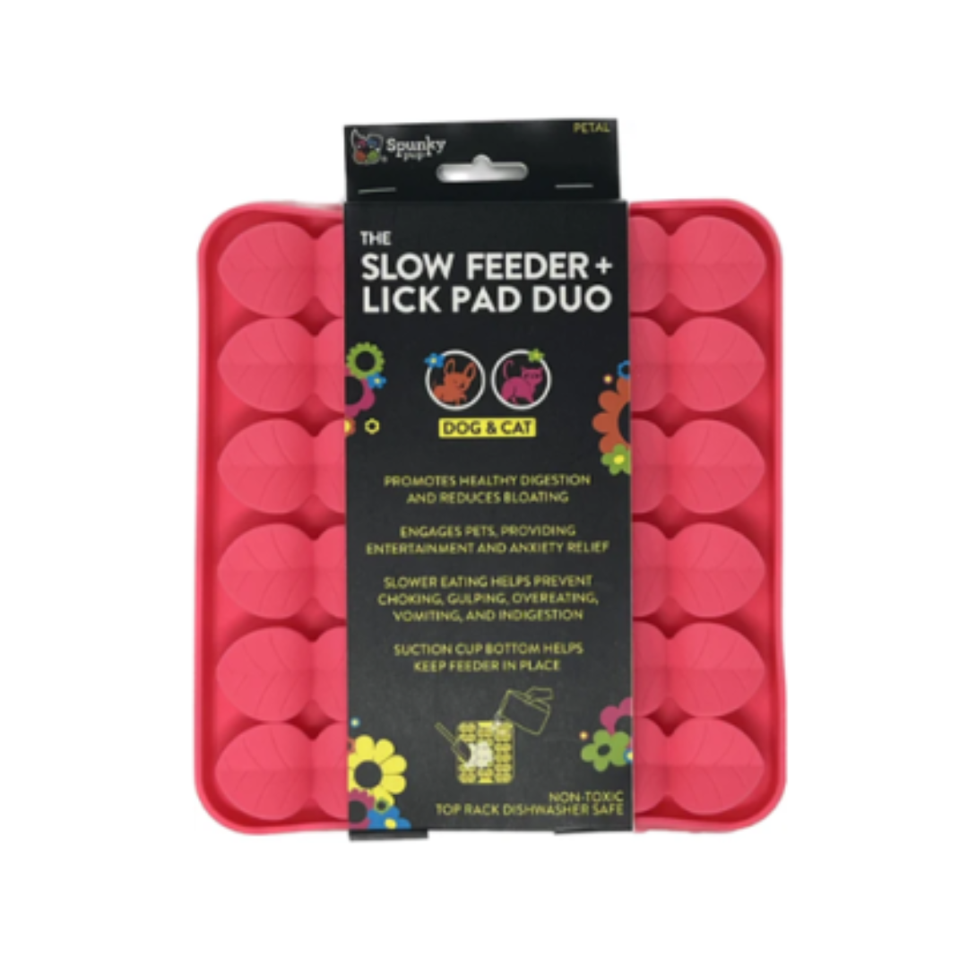 Spunky Pup Pet Feeders - Slow Feeder & Lick Pad Duo Petal