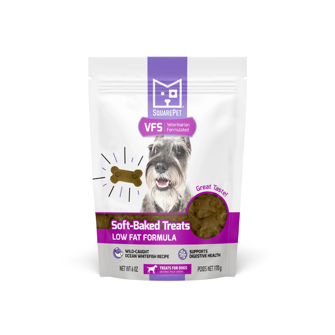 Square Pet Dog Treats  - VFS Low Fat Formula Soft-Baked Treats Wild-Caught Ocean Whitefish Recipe