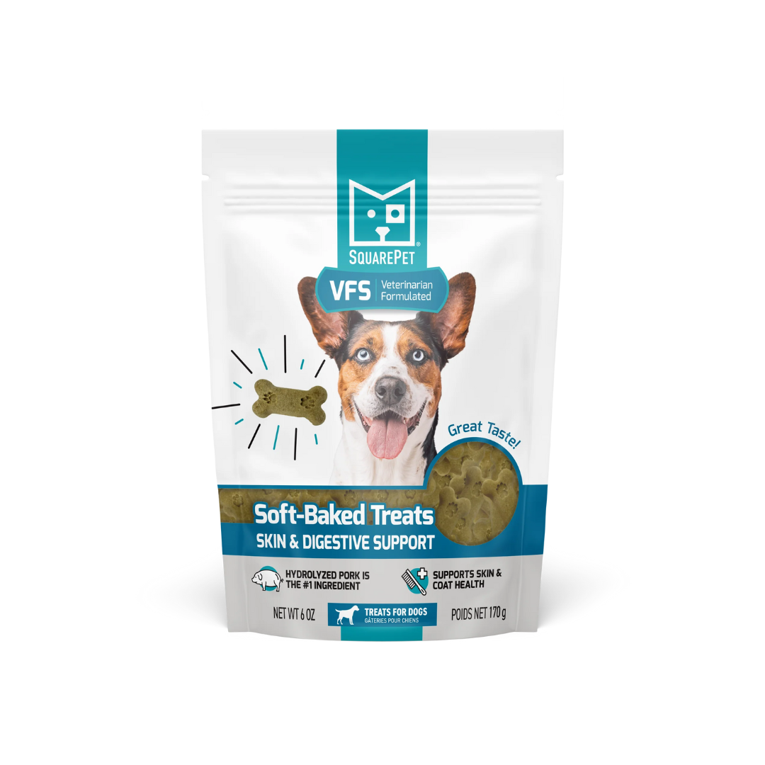 Square Pet Dog Treats  - VFS Skin & Digestive Support Soft-Baked Hydrolyzed Pork Treats