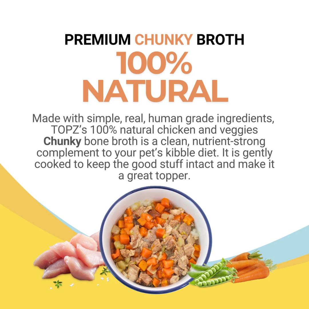 TOPZ Dog Toppers & Mix-Ins - Chunky Chicken & Veggies Bone Broth