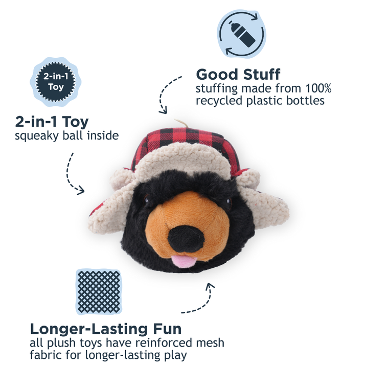 Tall Tails Dog Toys - Hunter Hat Bear 2-in-1 Fetch Ball