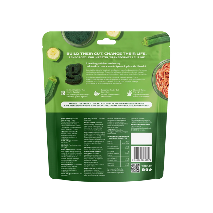The Gut Freeze-Dried Dog Treats & Toppers - Gut + Okra & Spirulina