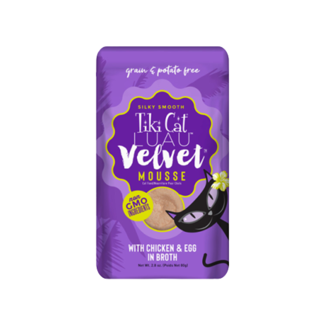 Tiki Cat Wet Cat Food - Luau Velvet Mousse with Chicken & Egg in Broth Pouch