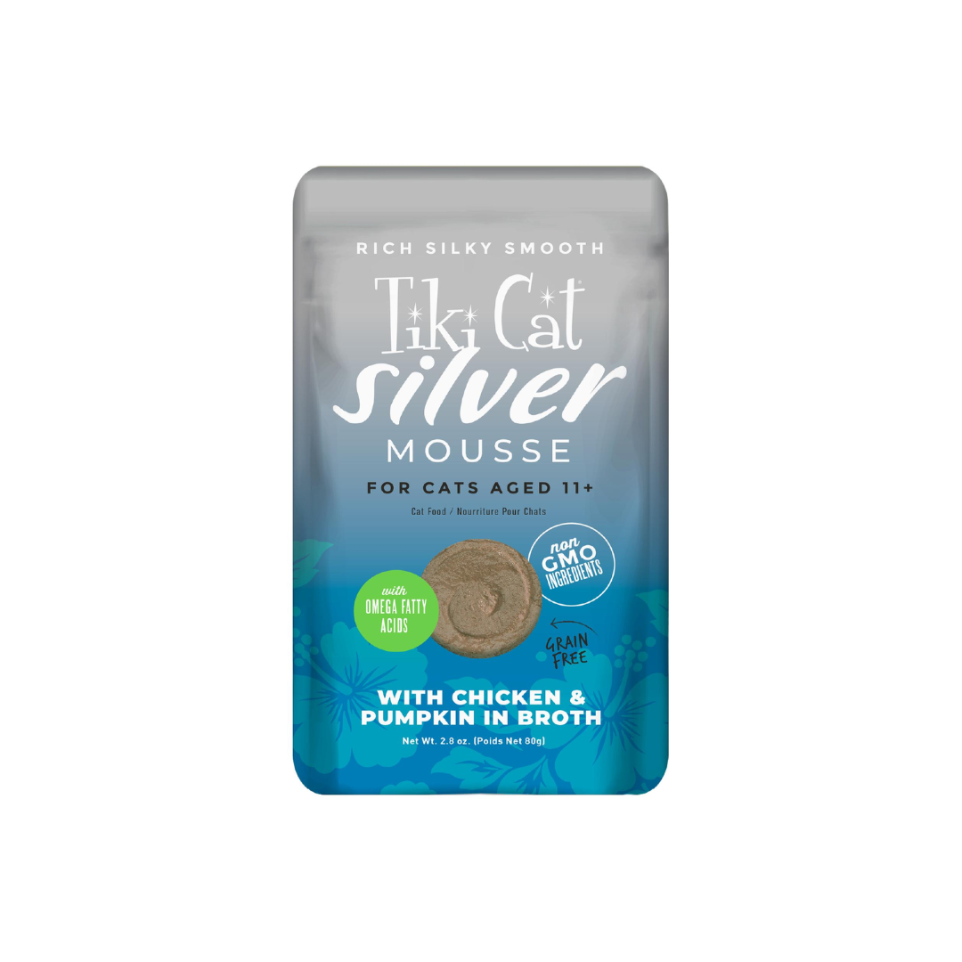 Tiki Cat Wet Cat Food - Silver Low Phosphorus Mousse with Chicken & Pumpkin in Broth Pouch