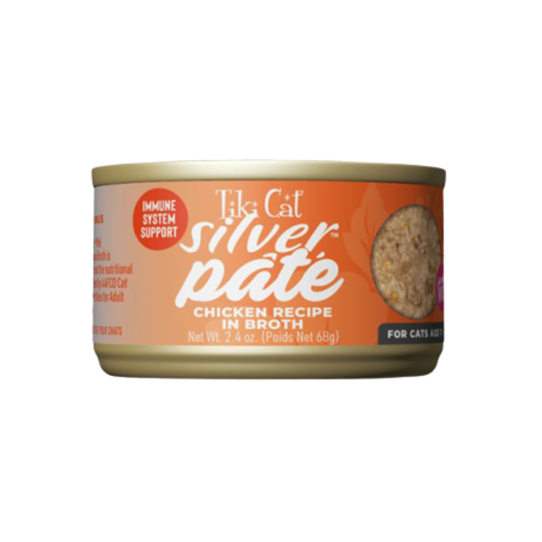 Tiki Cat Wet Cat Food - Silver Pâté Low Phosphorus Chicken Recipe in Broth Canned