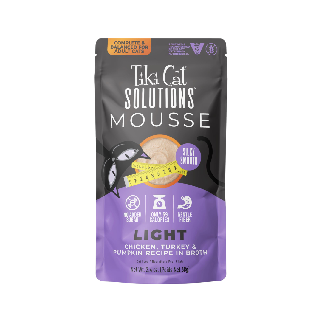 Tiki Cat Wet Cat Food - Solutions Light Mousse Chicken, Turkey & Pumpkin Recipe in Broth Pouch
